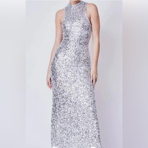 Deluce Nucci Sequin Gown In Silver